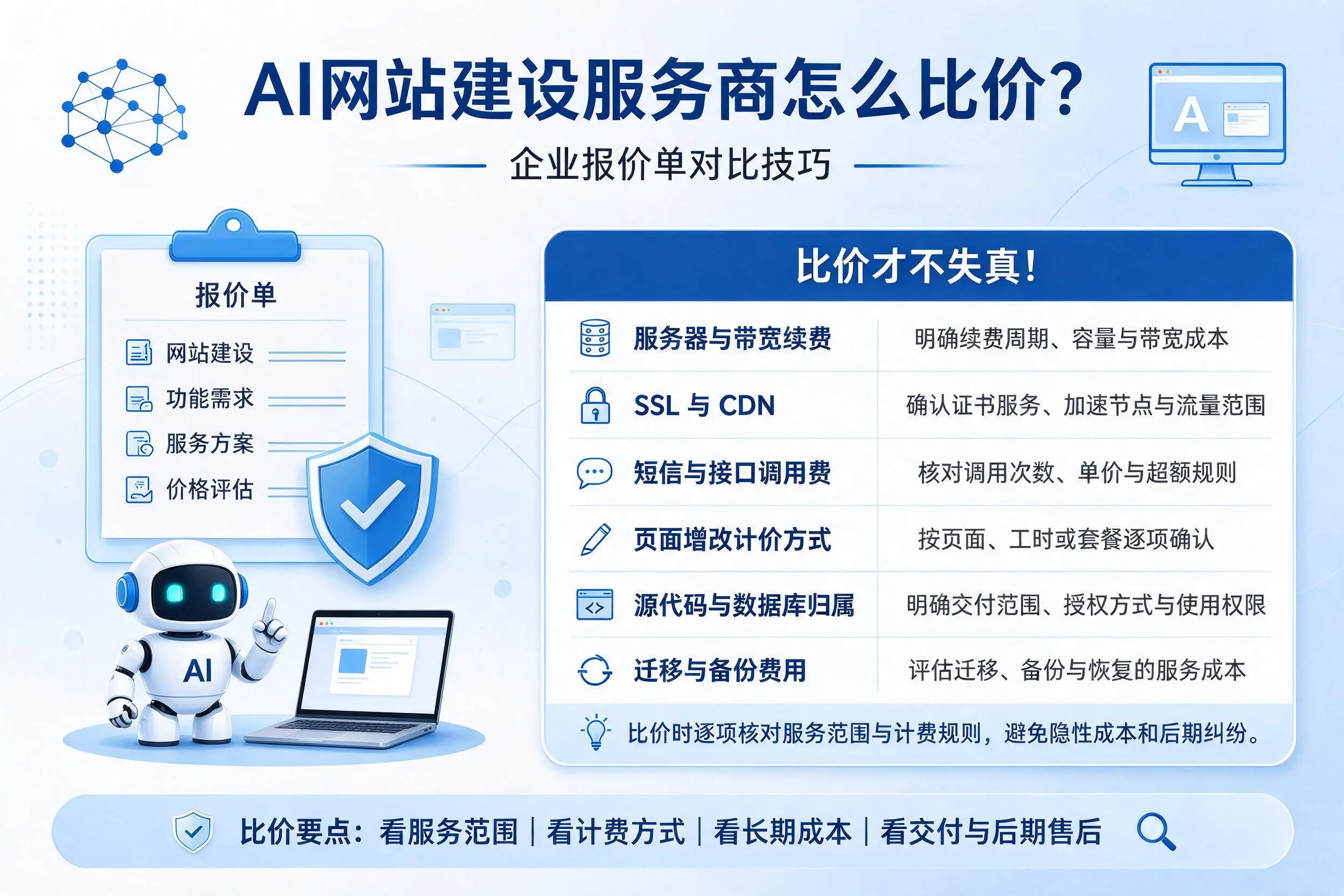 AI网站建设服务商怎么比价？丽水企业报价单对比技巧